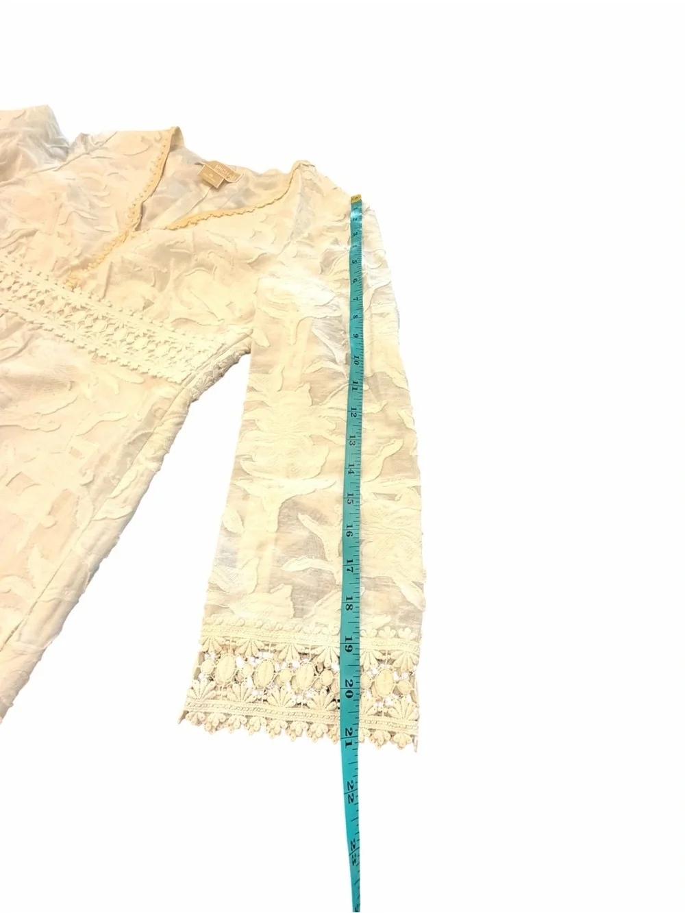 MICHAEL KORS Textured White Boho Lace V Neck 3/4 Sleeve Dress Women’s Size 6